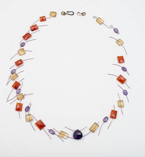 Nancy Chase's Amethyst Sunset Necklace - , Contemporary Wire Jewelry, Making Chain, Chain Making , Loops, Wire Loop, Wrapped Wire Loop, amethyst sunset necklace